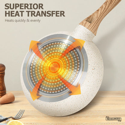 MICHELANGELO Frying Pans Nonstick - 12 Inch Frying Pan with Lid, Large 12 Inch Pan with Ergonomic Handle, Non-Toxic Fry Pan - All Cooktops Compatible