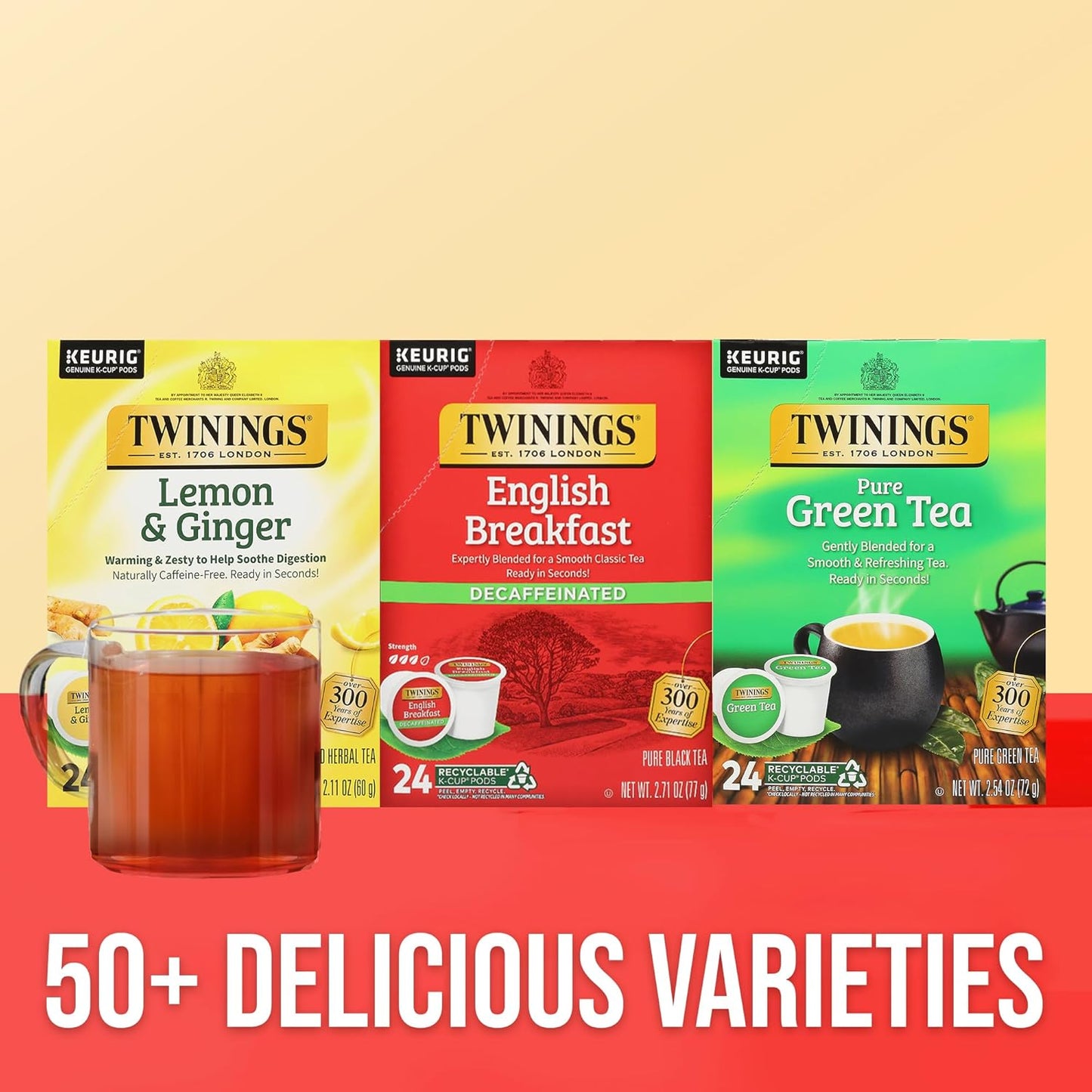 Twinings Decaffeinated English Breakfast Black Tea K-Cup Pods - Smooth & Flavorful | 24 Count