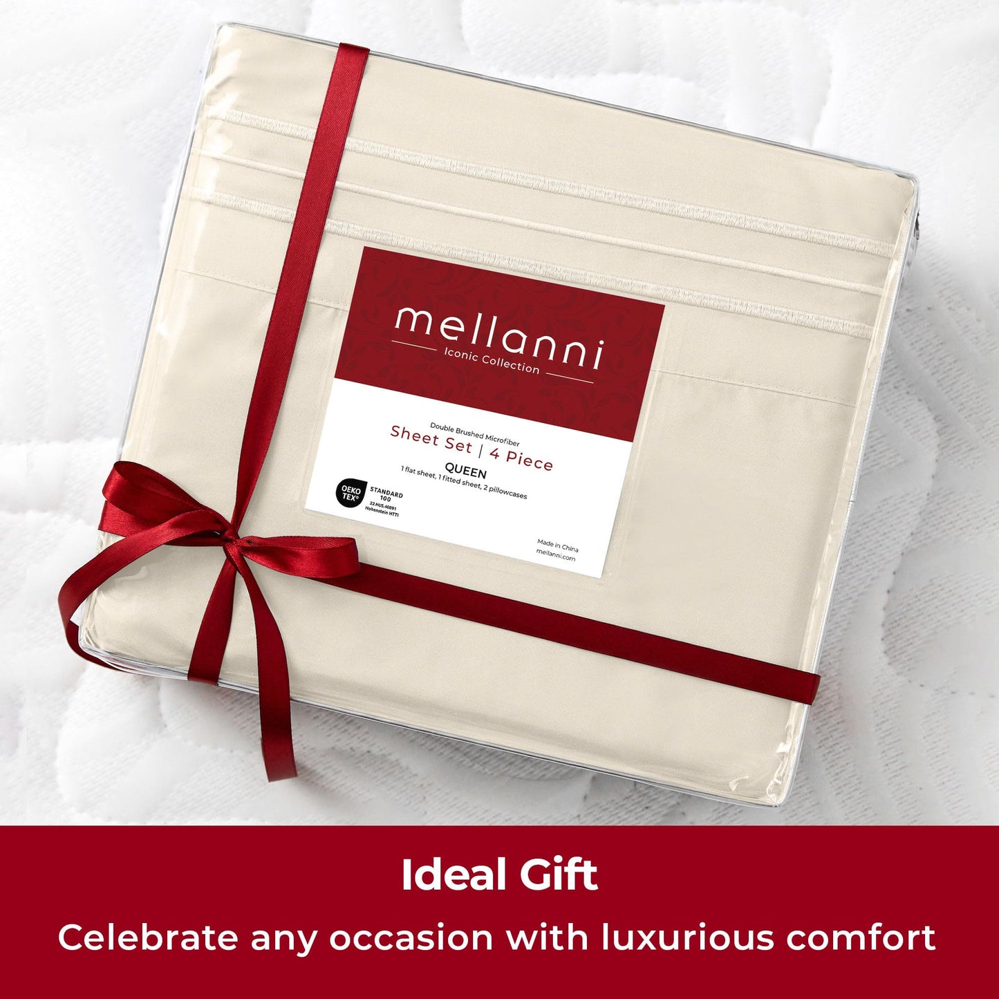 Mellanni Extra Deep Twin XL Sheets - 3 PC Iconic Collection Bedding - Luxury, Ultra Soft, Cooling Bed Sheets - Wrinkle, Fade, Stain Resistant (Twin Extra Long, Golden Ivory)