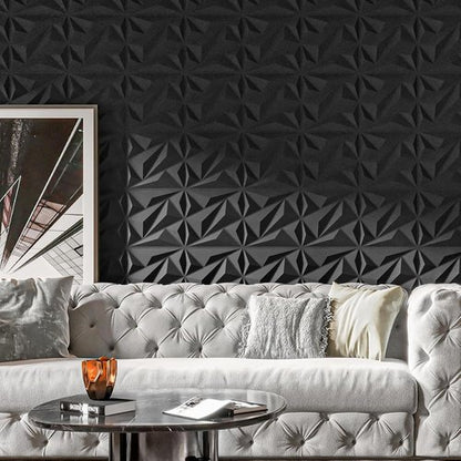 Art3dwallpanels 3D Wall Panels - Diamond PVC Flower Textured Décor for Living Room | Black, 12''x12'', 32 Sq.Ft.