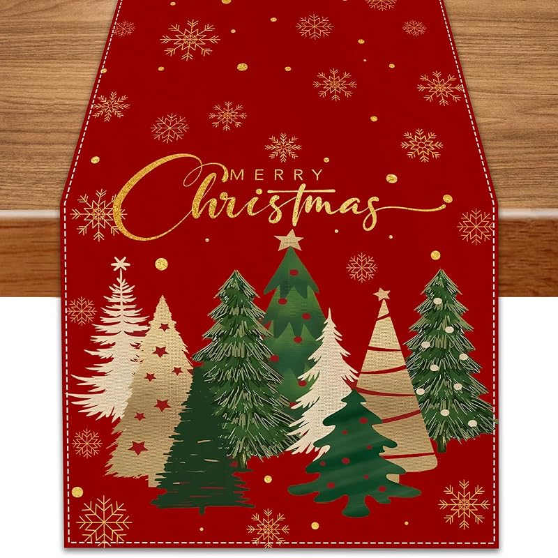 Christmas Tree Table Runner - 13 x 72 in, Polyester, Farmnall - Variation: Christmas Tree 2