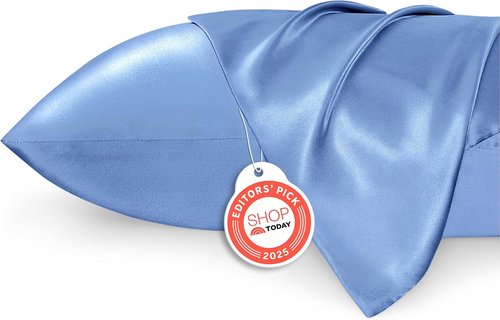 Bedsure Satin Pillowcase - Luxurious Silk-Like Feel | Standard Size 20x26 Inches, Sky Blue, 2 Pack