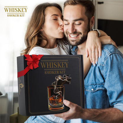 Whiskey Smoker Kit with Torch, Cocktail Smoker Kit, Smoked Old Fashioned Set, Bourbon Whiskey Gifts for Men with Glasses, No Butane Included