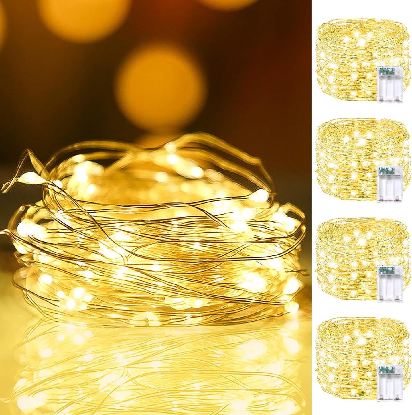Skiennix 80FT 240LED Fairy Lights - Battery Operated with Remote & Timer | 8 Modes for Indoor/Outdoor Use, Warm White