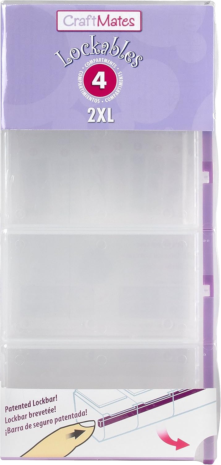Craft Mates Bead Organizer - 4 Locking Compartments for Crafts, Buttons & Pins | 2XL Size