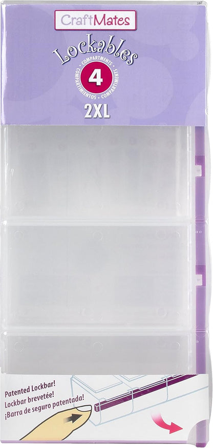 Craft Mates Bead Organizer - 4 Locking Compartments for Crafts, Buttons & Pins | 2XL Size