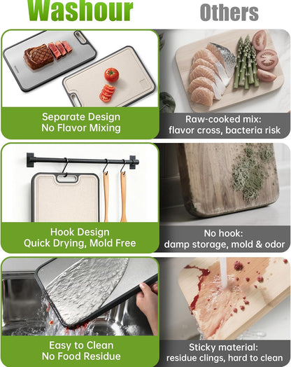 Titanium Cutting Boards - Non-Toxic 2-in-1 Double-Sided Chopping Board | Large 16”×11” for Meat & Vegetables