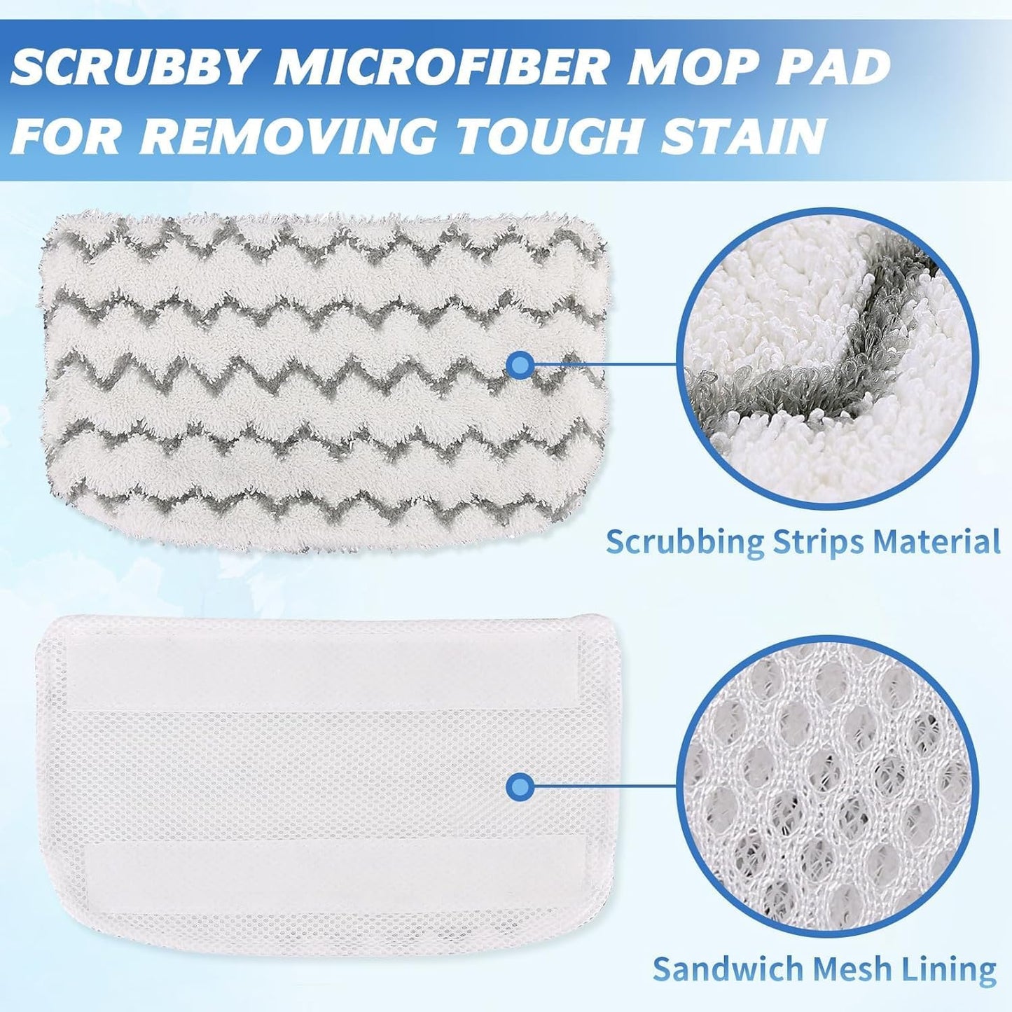 Shark 6-Pack Thickened Steam Mop Replacement Pads - Durable Microfiber, Washable for Pet Owners & Families