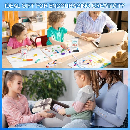 30 Pcs Painted Mug Kit for Kids Bulk 8 oz Plastic Mugs with Handle Color Your Own Cups Reusable Water Milk Tea Mugs DIY Coffee Mug for Birthday Mothers Fathers Day Graduation Easter Christmas Gift