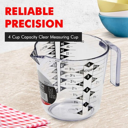 Chef Craft Select Measuring Cup - 4 Cup Clear Plastic Design for Easy Measuring