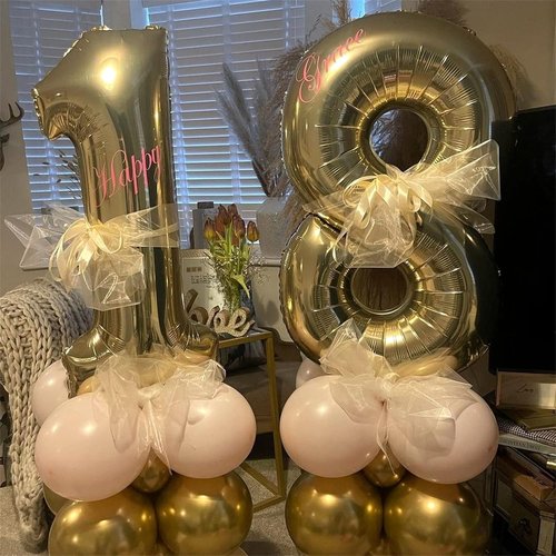 Champagne Gold Number 7 Balloon - Self-Inflating Foil | Light Gold Helium Balloon for 7th Birthday & Graduation Celebrations