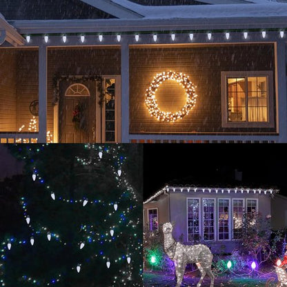 C9 Christmas Lights - 50 LED Faceted String Lights | 24.5 FT Connectable, UL Certified for Indoor/Outdoor Use