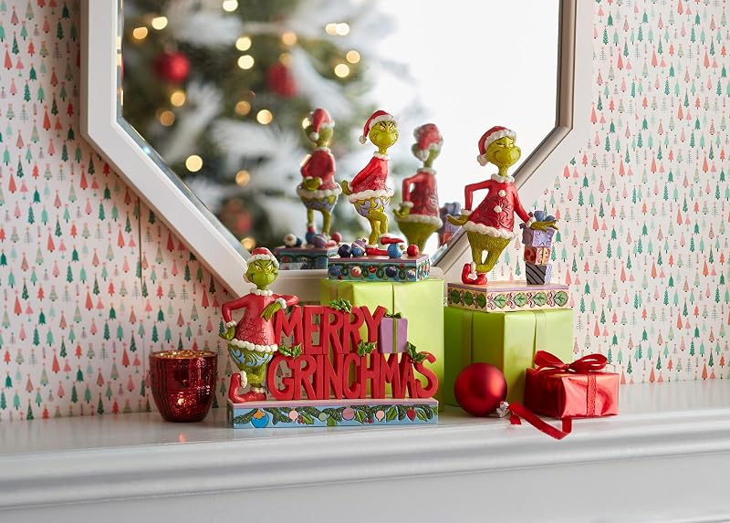 Grinch Santa Figurine | Jim Shore Enesco Handcrafted Stone Resin Christmas Sculpture, 7.25 Inch