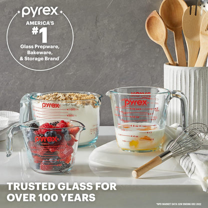 Pyrex 4-Cup Glass Measuring Cup - Dishwasher, Freezer & Microwave Safe Kitchen Essential