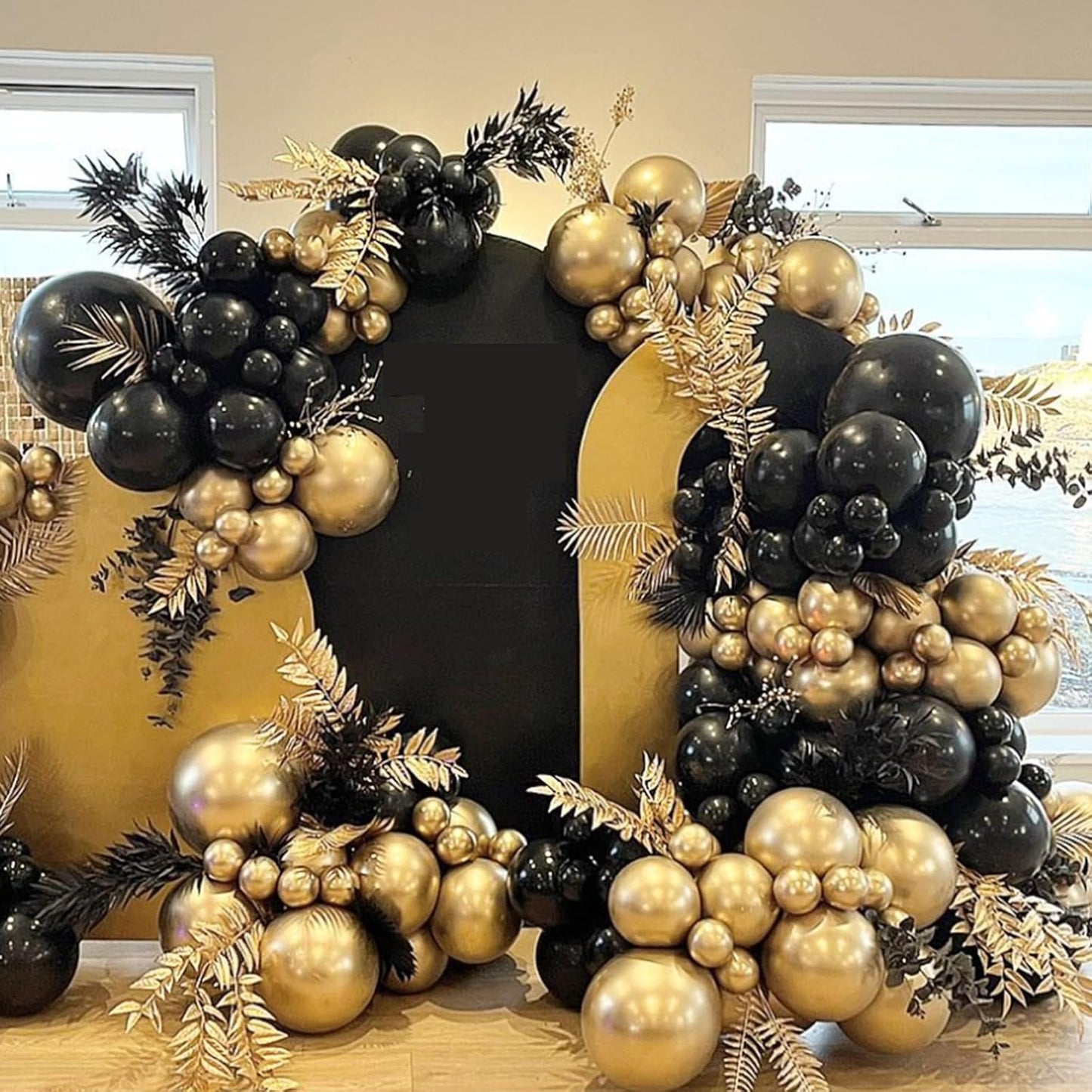 YMSZ Black and Gold Balloons - 67 Pcs Metallic 12 Inch Balloons for Birthday & Party Decorations