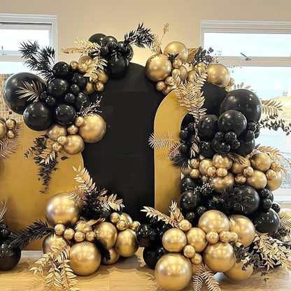 YMSZ Black and Gold Balloons - 67 Pcs Metallic 12 Inch Balloons for Birthday & Party Decorations