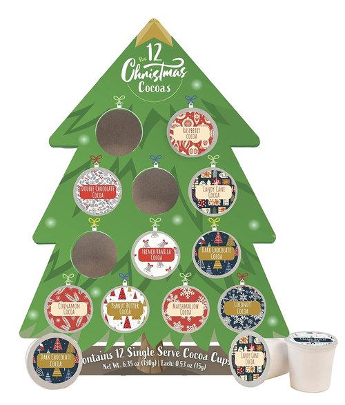Christmas Cocoa Gift | 12 Single Serve Pods for Keurig K-Cup - Festive Hot Chocolate Advent Calendar