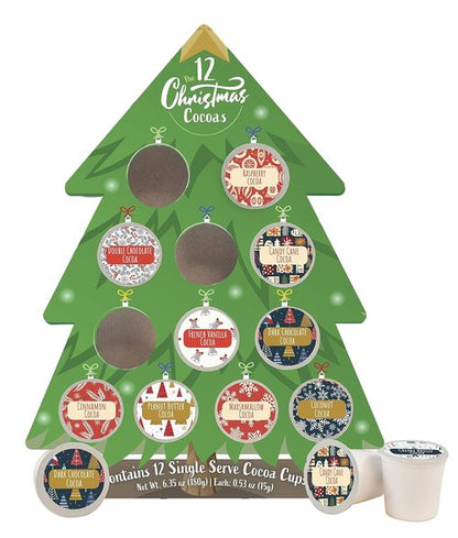 Christmas Cocoa Gift | 12 Single Serve Pods for Keurig K-Cup - Festive Hot Chocolate Advent Calendar