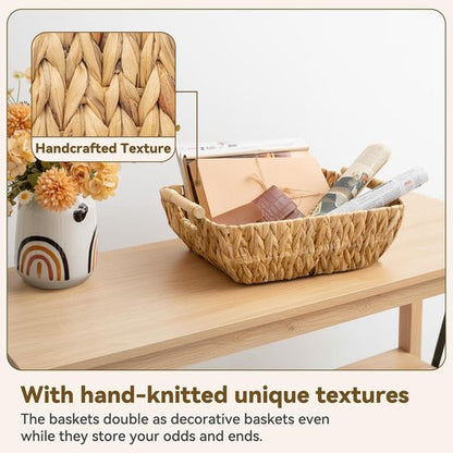 Granny Says Wicker Storage Baskets - Trapezoid Design with Handles | Water Hyacinth, 2-Pack