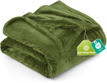 Utopia Bedding Fleece Blanket Queen Size Olive 300GSM Luxury Fuzzy Soft Anti-Static Microfiber Bed Blanket (90x90 Inch)