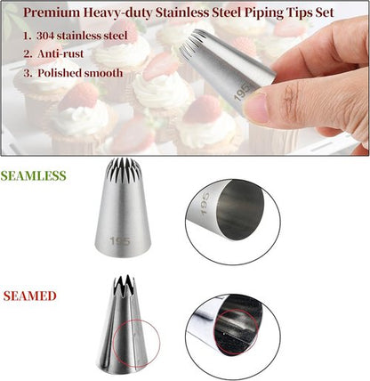 COKUMA Stainless Steel Piping Tips Set - 5PCS Cake Decorating Tools for Frosting & Icing | Dishwasher Safe