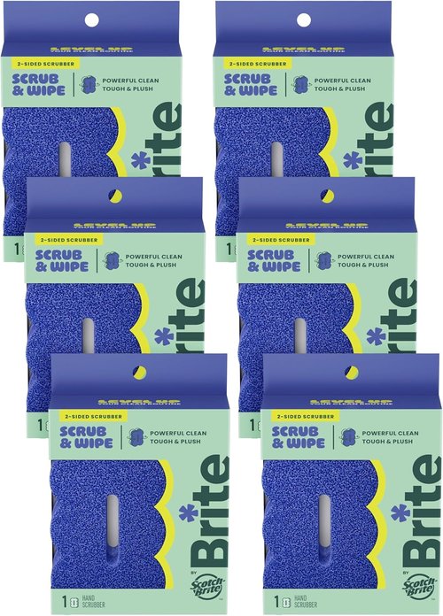 Brite by Scotch-Brite 2-Sided Scrub Sponge - Midnight Mode for Effective Kitchen Cleaning | 6 Pack