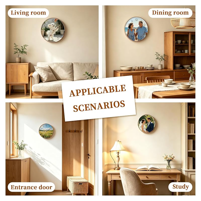Personalized Photo Clock - Custom Round Wall Clock with Logo, Text & Names
