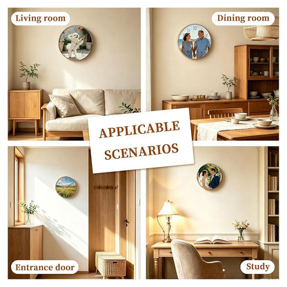 Personalized Photo Clock - Custom Round Wall Clock with Logo, Text & Names