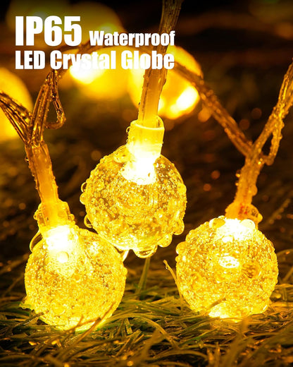 Minetom Crystal Globe String Lights - 33 ft 100 LED Color Changing Fairy Lights with Remote & Timer | Waterproof for Bedroom, Tent, or Party