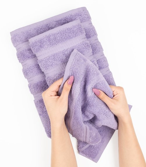 American Soft Linen Luxury 6 Piece Towel Set, 2 Bath Towels 2 Hand Towel 2 Washcloths, 600 GSM 100% Cotton Turkish Towels for Bathroom, Lilac Towel Sets