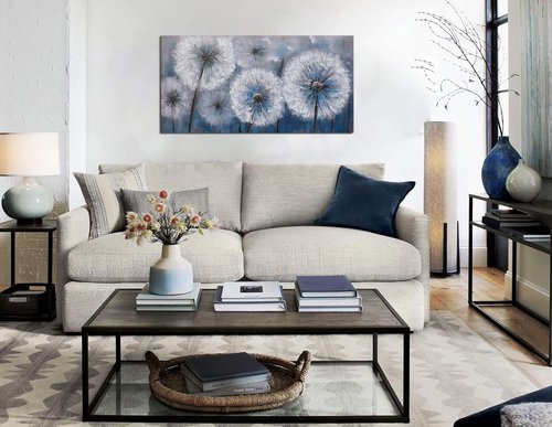 Large Dandelion Canvas Wall Art - Modern Floral Decor for Living Room & Bedroom