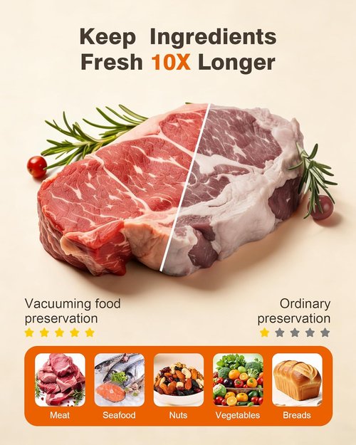Chef’s Design Vacuum Sealer - Compact Handheld Food Preserver with 30 Reusable Bags | Professional-Grade Pebble