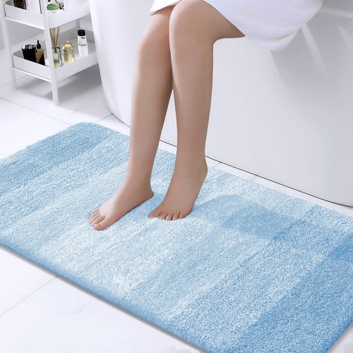 OLANLY Bathroom Rugs Mat 40x24, Extra Soft Absorbent Microfiber Bath Rugs, Rubber Backing, Quick Dry, Machine Washable Bath Mats for Bathroom Floor, Tub and Shower, Home Decor Accessories, Sky Blue