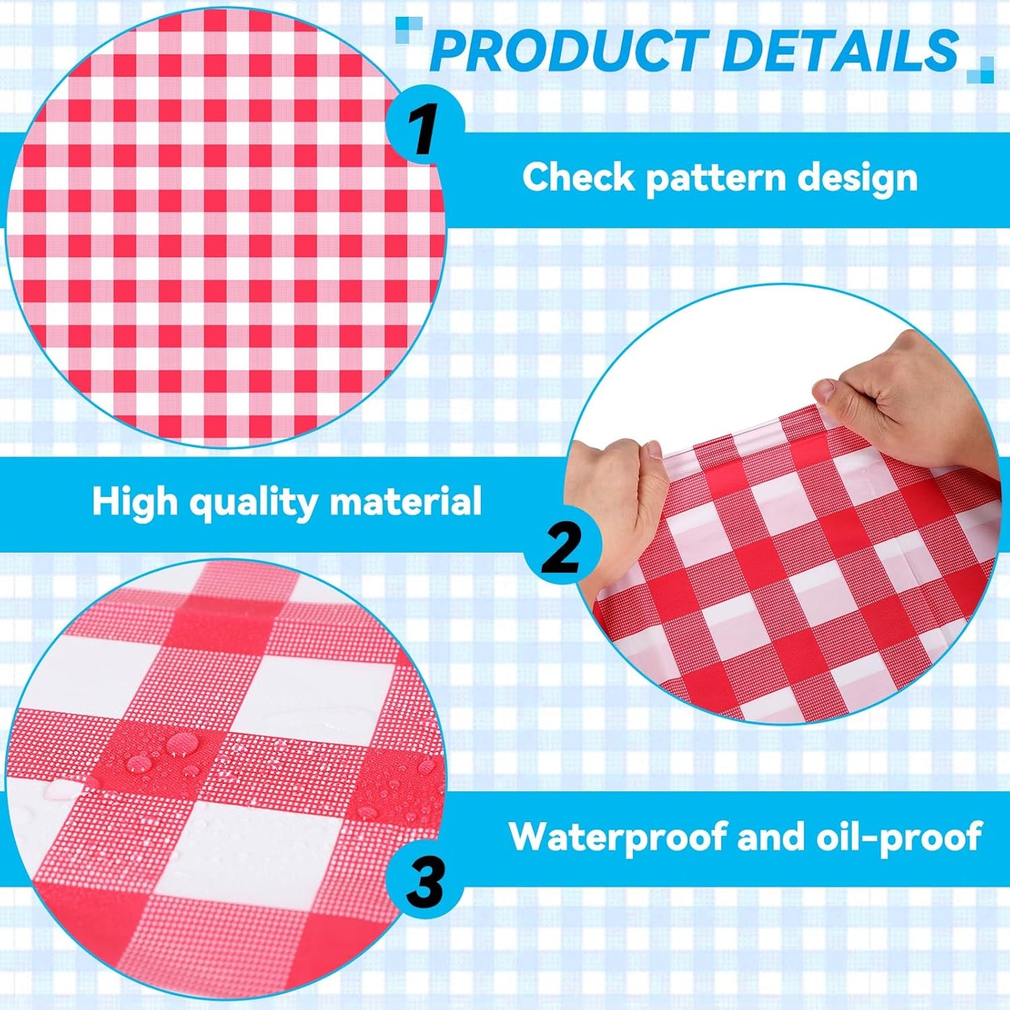 VAIPI 12 Pack Disposable Tablecloths - Pastel Plaid Gingham for Easter Parties | 108 x 54 Inch
