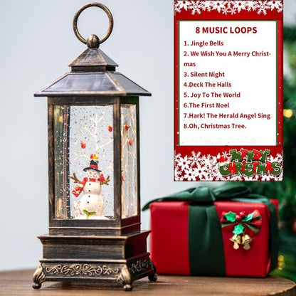 Christmas Snow Globes, Snowman Cardinal Music Water Lantern, Holiday Decorations Gifts for Family Children or Friends