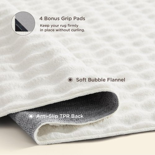 Bedsure 5x7 Fluffy Area Rugs for Living Room, Machine Washable Rugs, Non-Slip Backing, Non-Shedding, Pet Friendly Throw Rug for Bedroom Dining Room, Coconut White
