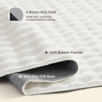 Bedsure 5x7 Fluffy Area Rugs for Living Room, Machine Washable Rugs, Non-Slip Backing, Non-Shedding, Pet Friendly Throw Rug for Bedroom Dining Room, Coconut White