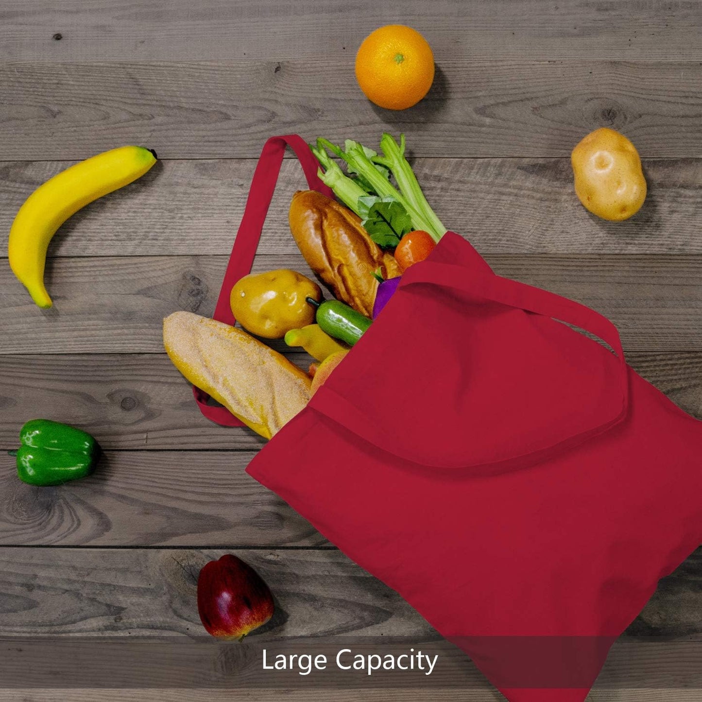 TOPDesign 24-Pack Red Cotton Tote Bags - Lightweight, Reusable Grocery Bags for DIY & Promotions