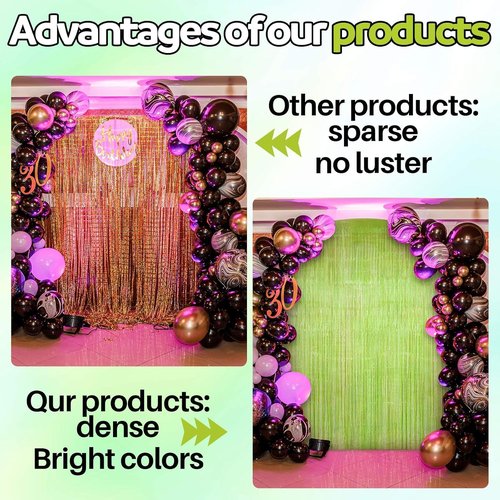 Fanfanwin Neon Green Streamers - 2 Pcs Foil Fringe Tinsel Backdrop Curtains for Parties | 3.28 x 8.2 ft
