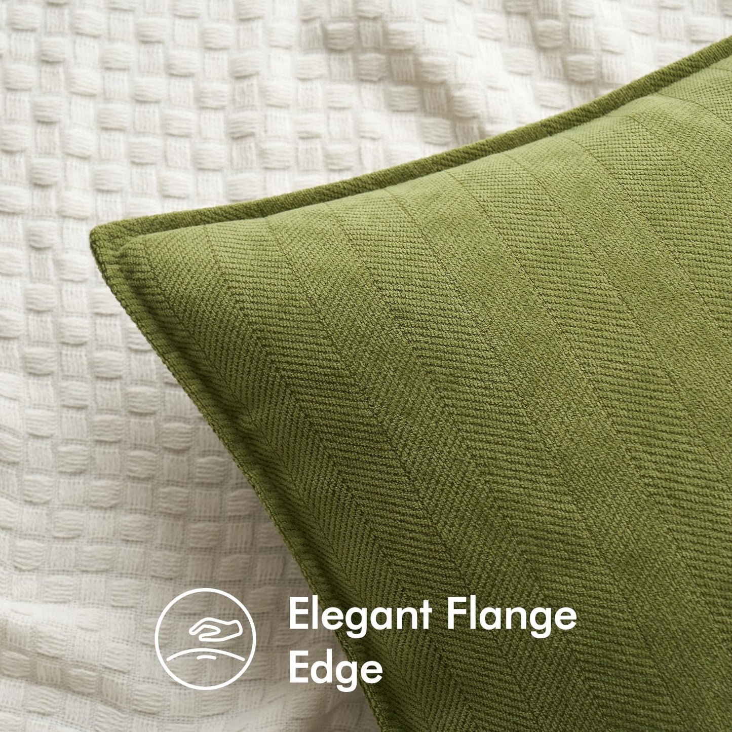 MIULEE Decorative Pillow Covers - Soft Chenille Moss Green | 18x18 Inch Farmhouse Cushion for Sofa & Bedroom