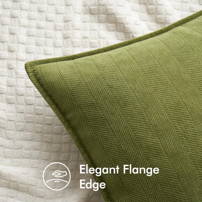 MIULEE Decorative Pillow Covers - Soft Chenille Moss Green | 18x18 Inch Farmhouse Cushion for Sofa & Bedroom