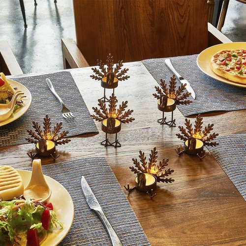 FORUP Metal Turkey Tea Light Candle Holders - 6 Pack for Thanksgiving Table Decor