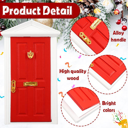 Shappy Christmas Elf Fairy Doors - 39 Pcs Enchanted Wooden Miniature Decor for Girls | Red Outdoor Xmas Accessories