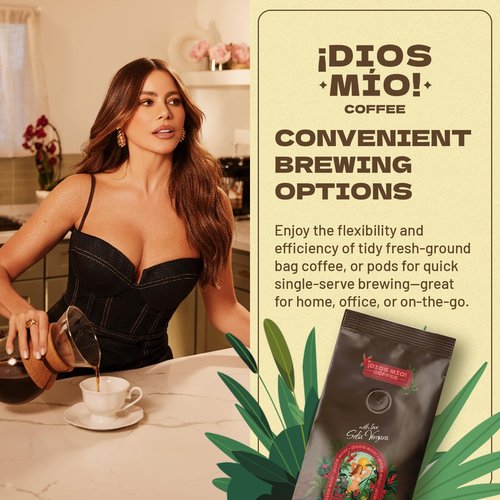 Dios Mio Coffee by Sofia Vergara, Dark Roast, Ground Premium Colombian Coffee, 12 Ounce Bag (Pack of 2)