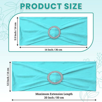 MDS Spandex Chair Sashes - Universal Fit Elastic Stretch Bands with Buckle for Weddings | Aqua Blue, Pack of 150