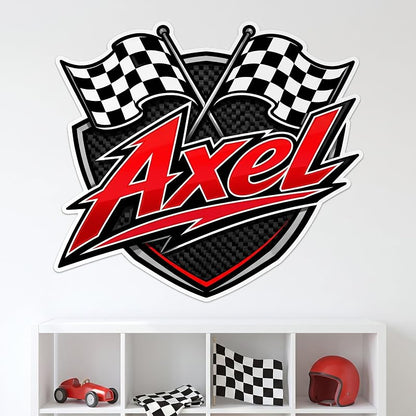 Personalized Racing Car Name Wall Decal for Kids Room – Style 2