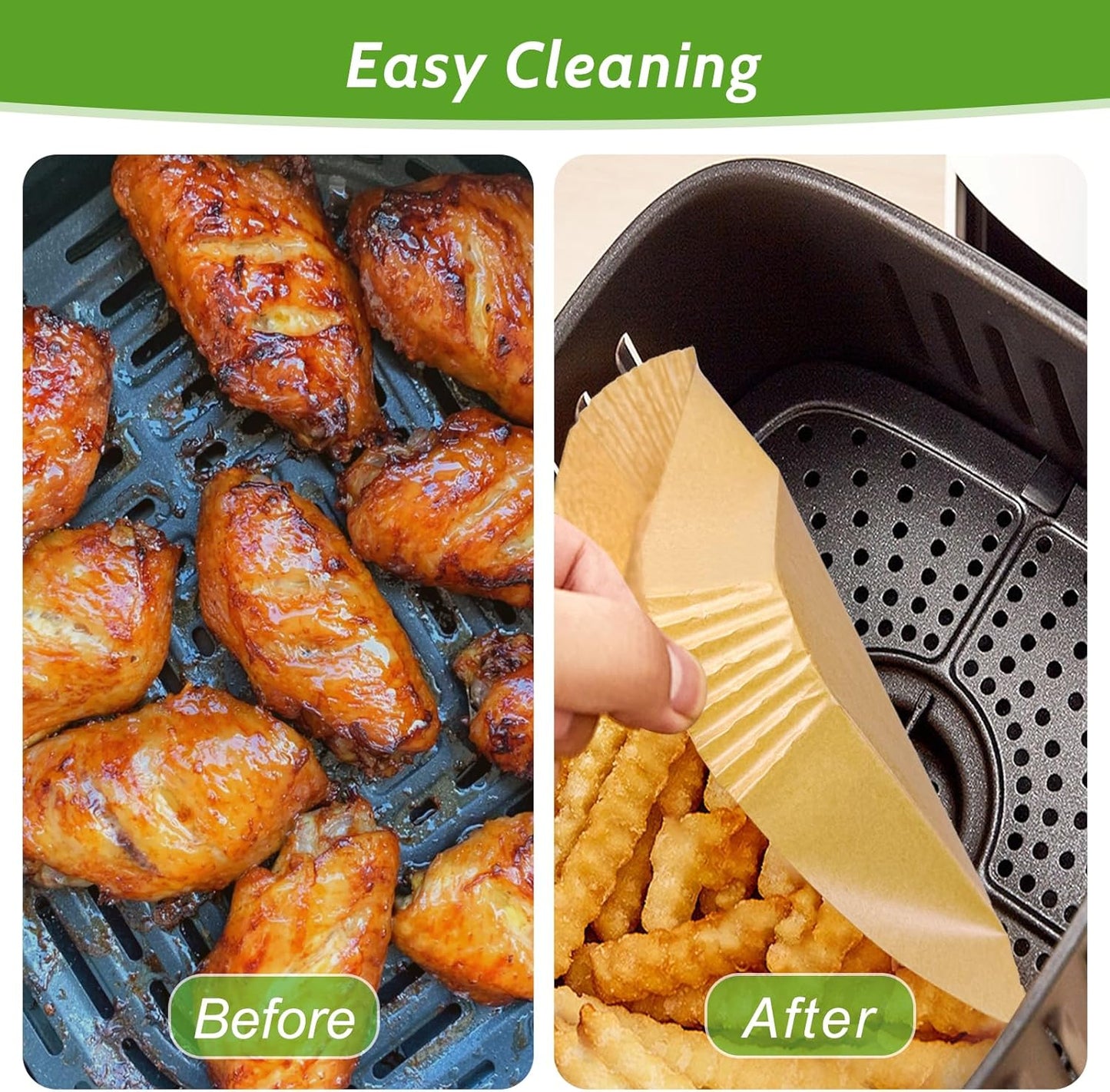 Unbleached Heavy Duty Air Fryer Paper Liners by [Brand Name] - 360 Pcs Non-Stick & Leak-Proof | 8.7" x 5.5"