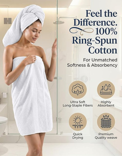LANE LINEN 100% Cotton Towel Set - Soft, Absorbent & Durable | 24-Piece Hotel Quality in White