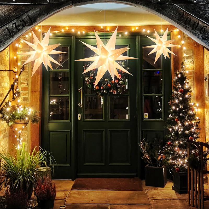 23" Plug-in Moravian Star Outdoor Light with Timer - 3D PVC Christmas Star IP44 Waterproof