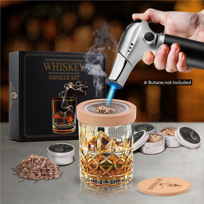 Whiskey Smoker Kit with Torch, Cocktail Smoker Kit, Smoked Old Fashioned Set, Bourbon Whiskey Gifts for Men with Glasses, No Butane Included